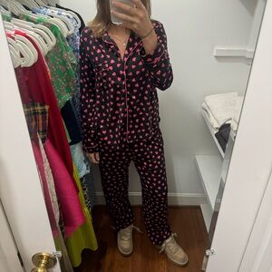 kate spade Black and Pink Heart Pajama Set